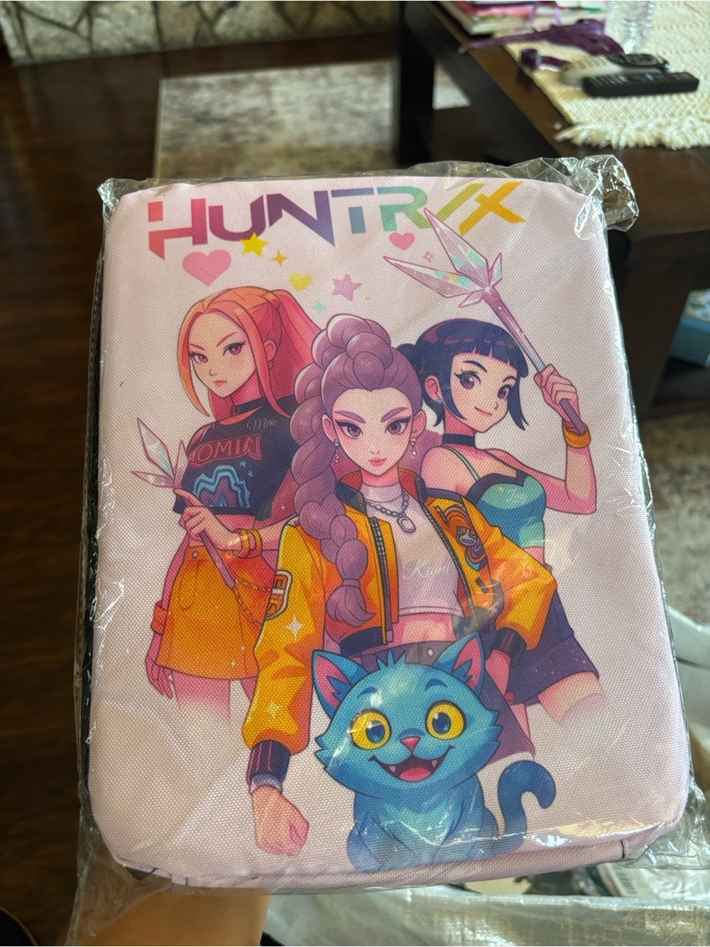 Anime Girls & Blue Cat Zip Pouch - Pink